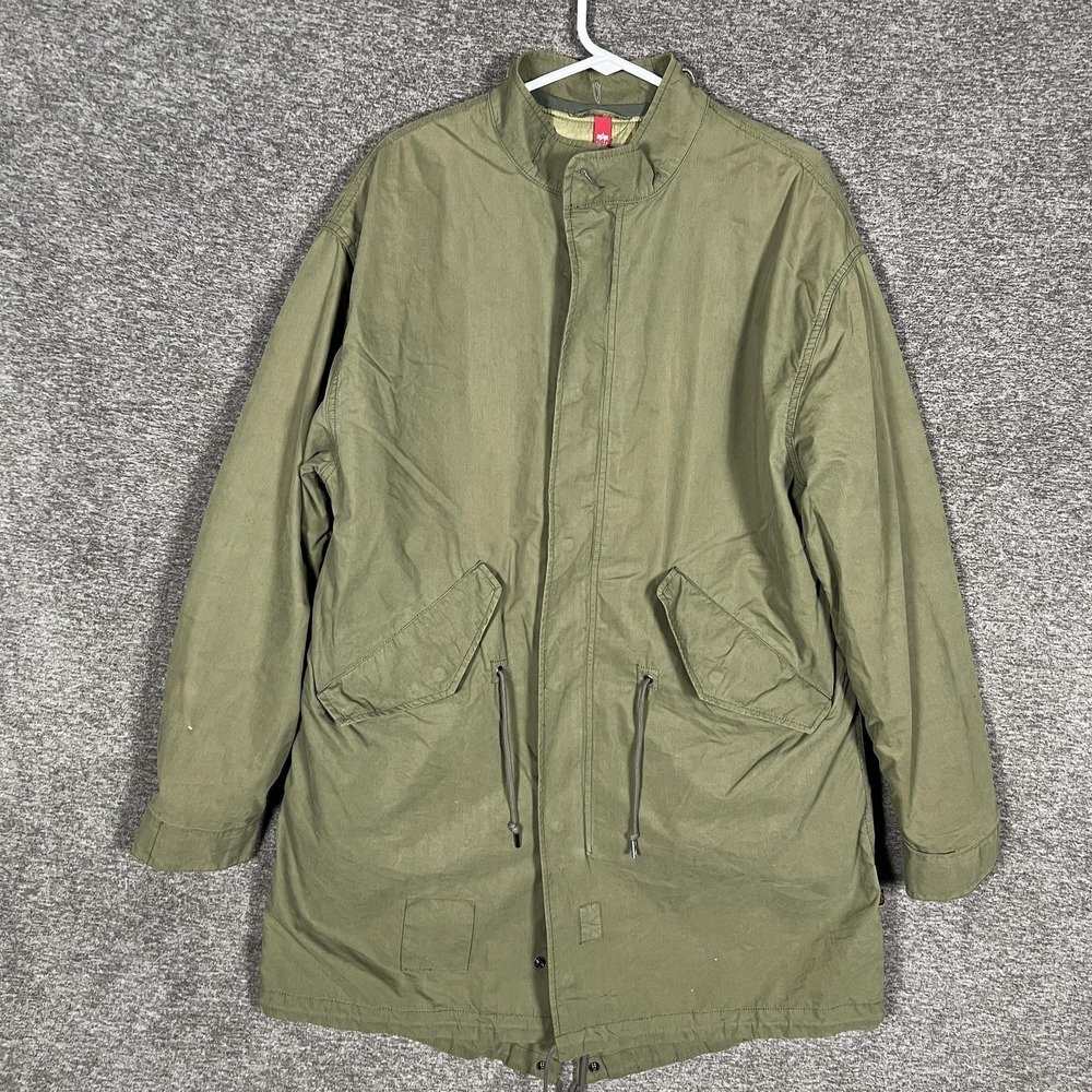 Alpha Industries Parka Mens‎ Medium Green Fishtail Extreme Cold Weather Coat